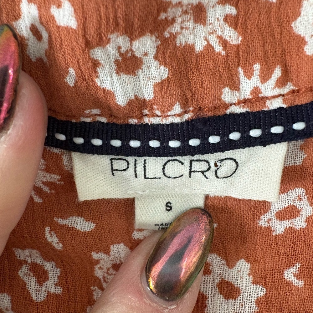 PILCRO ANTHROPOLOGIE | Sidney batwing blouse burnt orange rust floral small - Picture 4 of 7